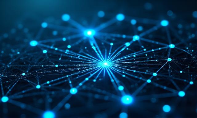 Abstract neural network visualizing sales data points